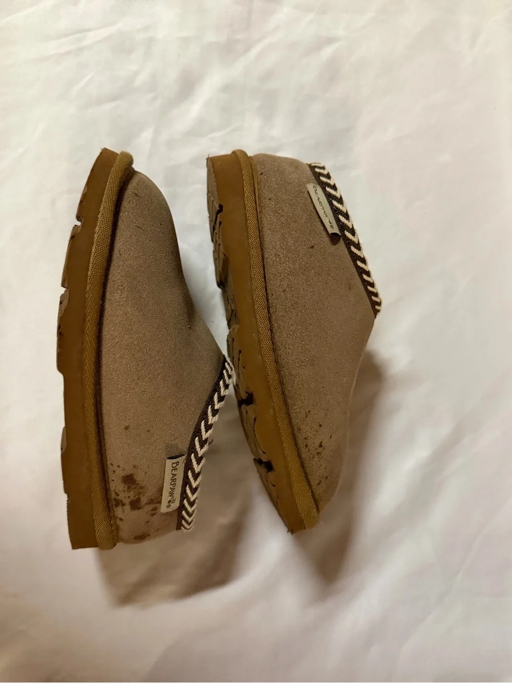 BearPaw Kids Brown Plush-Lined Slip-On Slippers